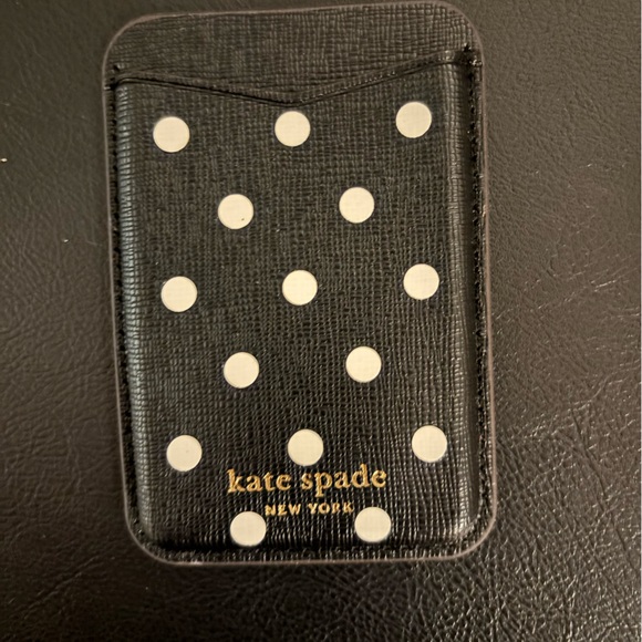 Kate Spade Dark Navy Blue and White Polka Dot Magnetic Card Holder - Picture 1 of 3